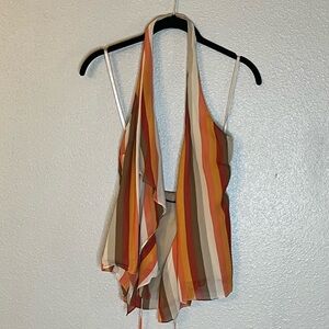 BCBGMaxAzria Multicolor Wrapped Striped Halter Top